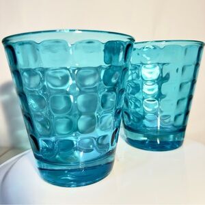 Perfect Set of 2 Epure Sky Blue Colombian 12oz Whiskey /‎ Drinking Glasses
